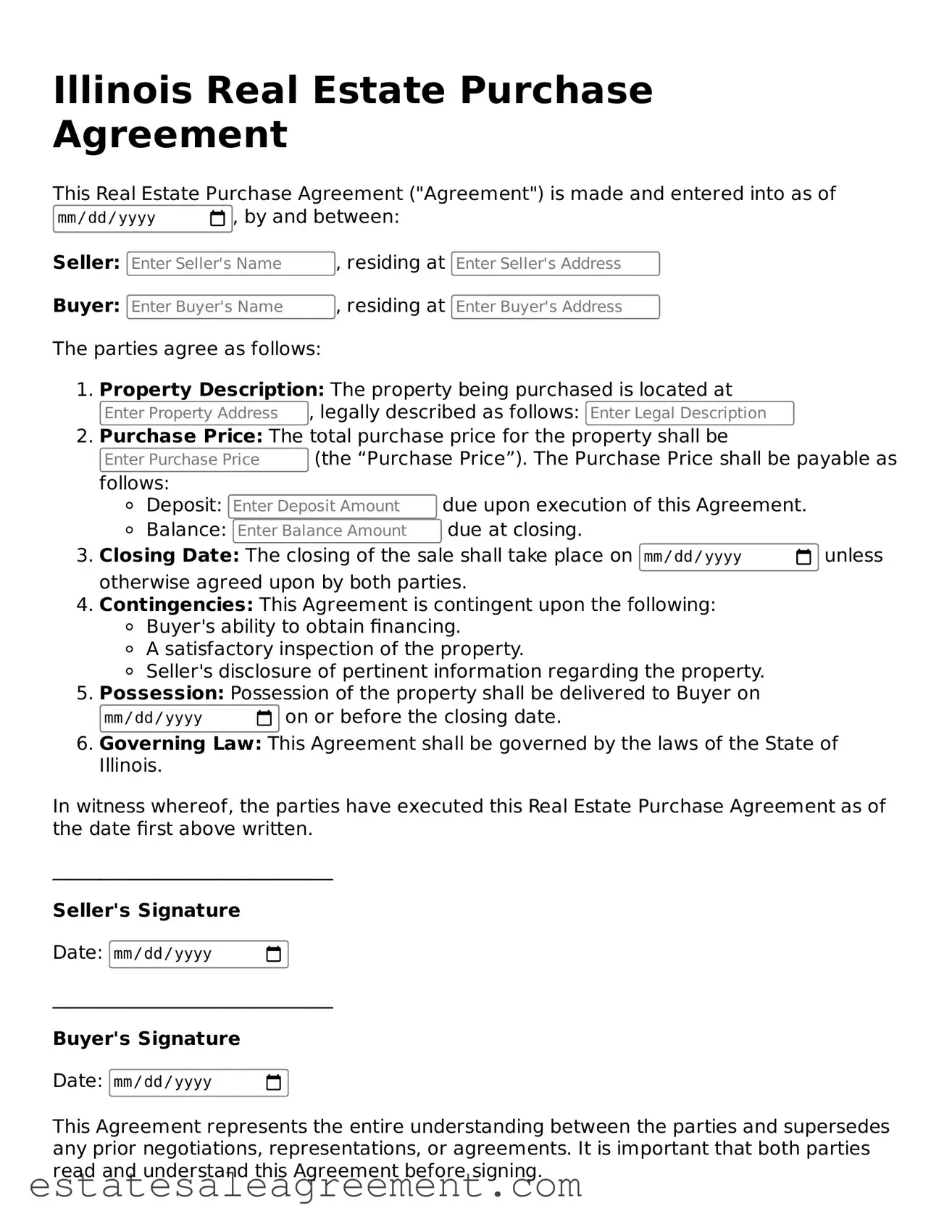 Attorney-Approved Real Estate Purchase Agreement Form for Illinois